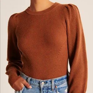 Abercrombie Ribbed Sweater with Puff Shoulders